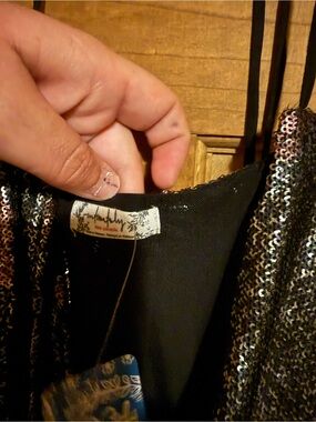 We The Free Black Sequin Midi Dress
